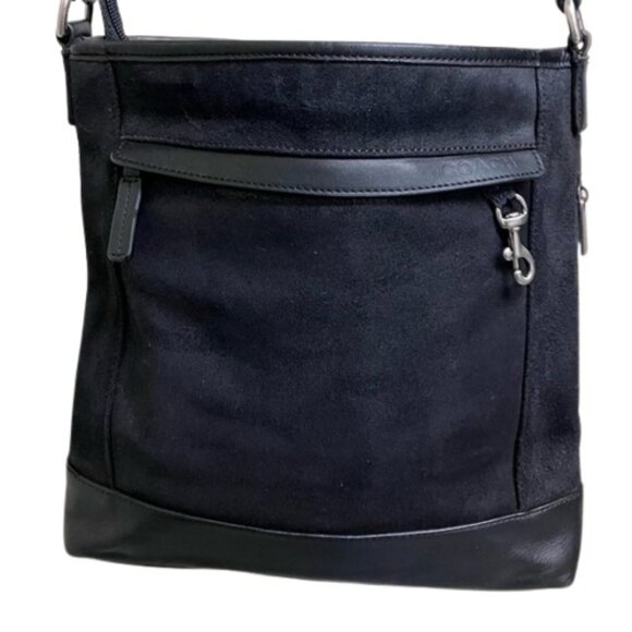 Coach black leather and suede Camden messenger/crossbody bag - Picture 2 of 16